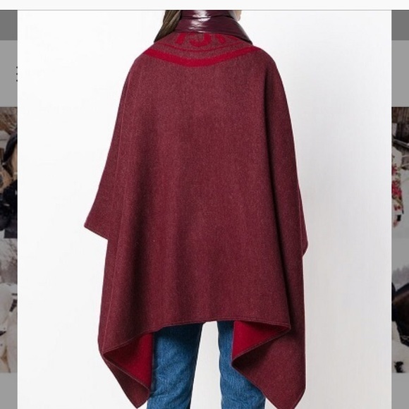 MONCLER Burgundy Unisex Mantella Cape with Scarf - Picture 5 of 8